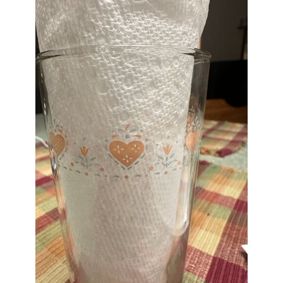 Corelle Forever Yours Heart 12 oz Drinkware Glasses Pink Heart Set 4 (almost 6”) - Picture 3 of 8